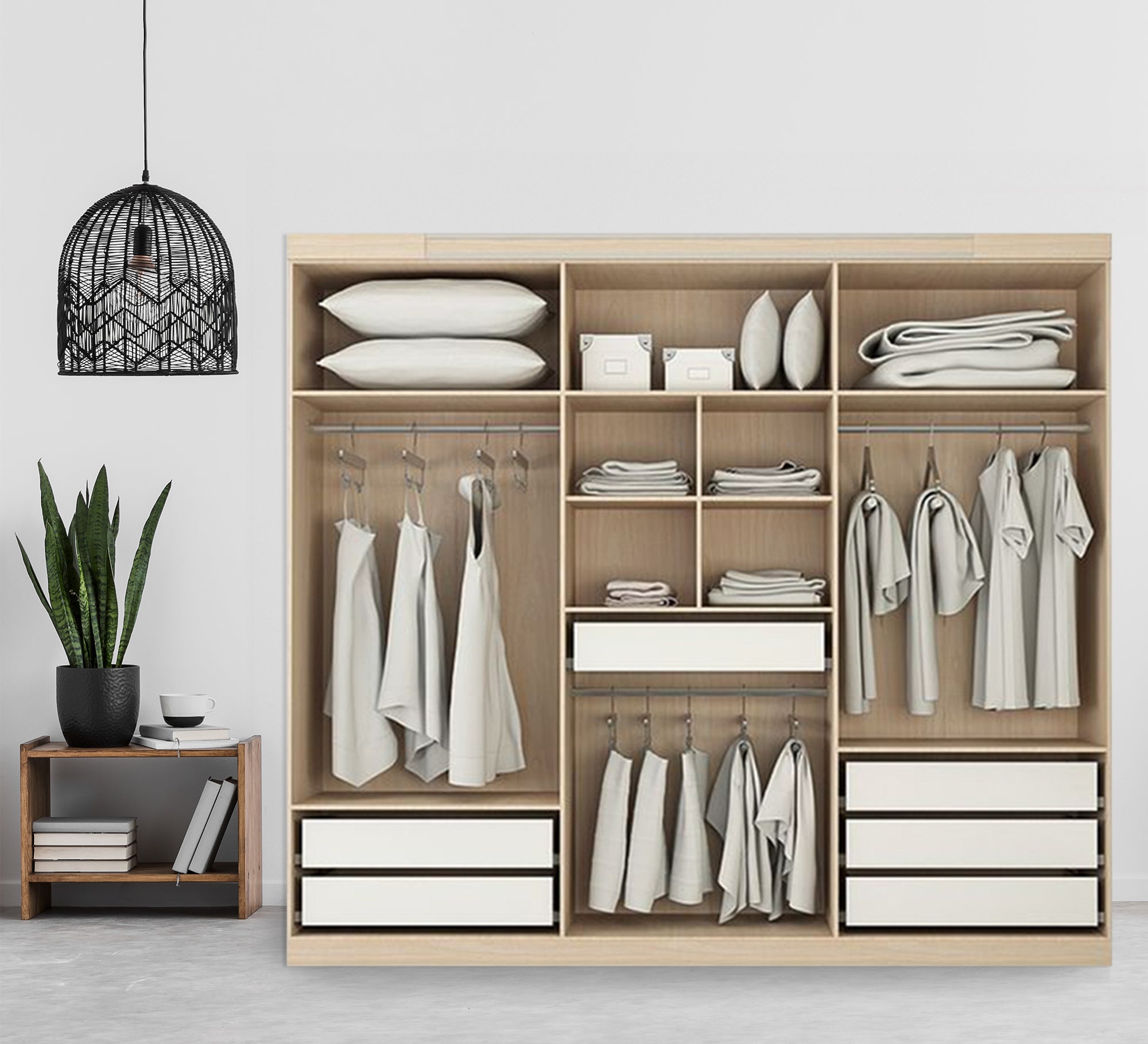 Stylish Beige Open Dresser – Modern Storage Solution – Vitrine Furniture