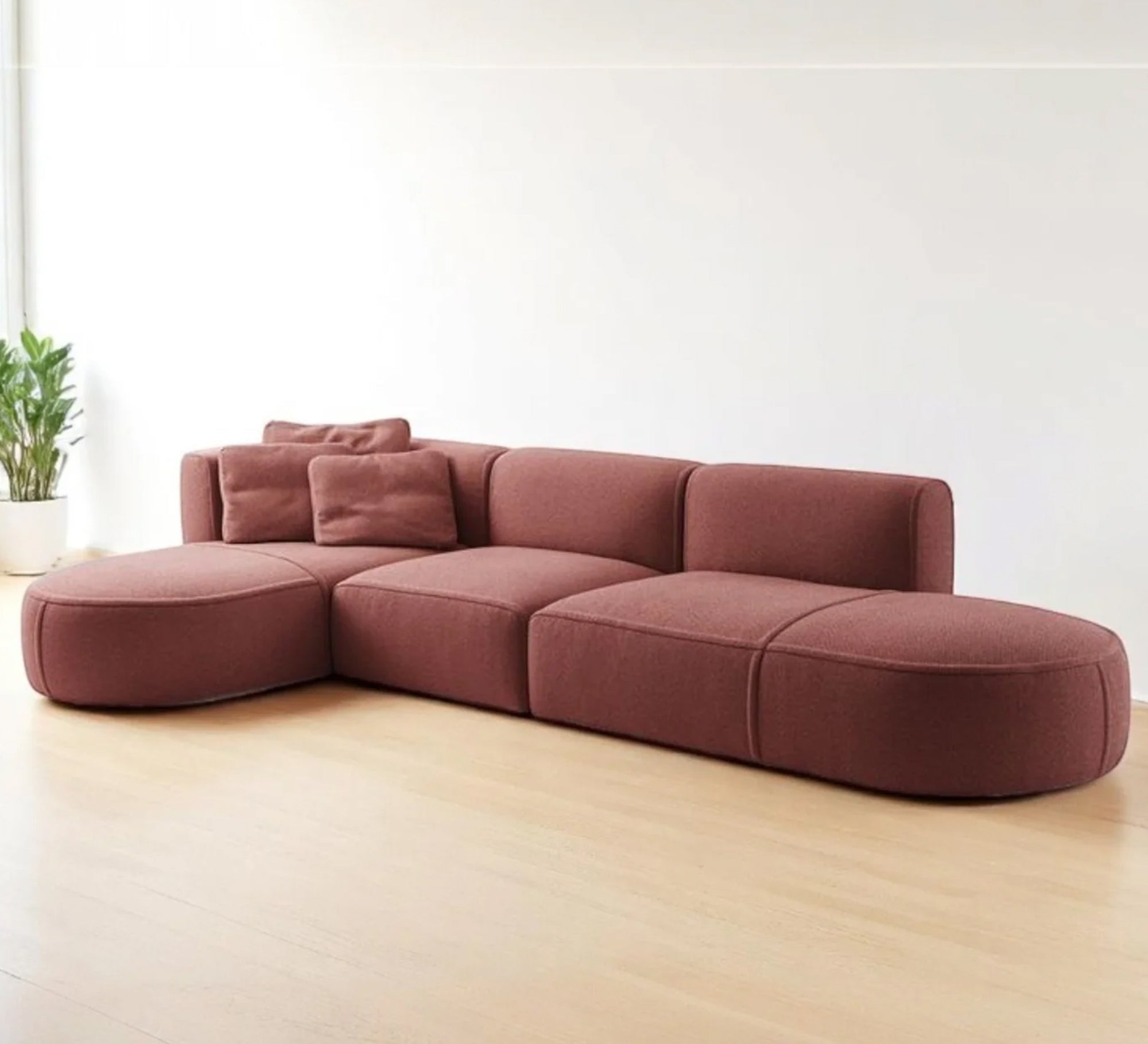 Comfortable, elegant, curved red corner sofa – Vitrine Furniture