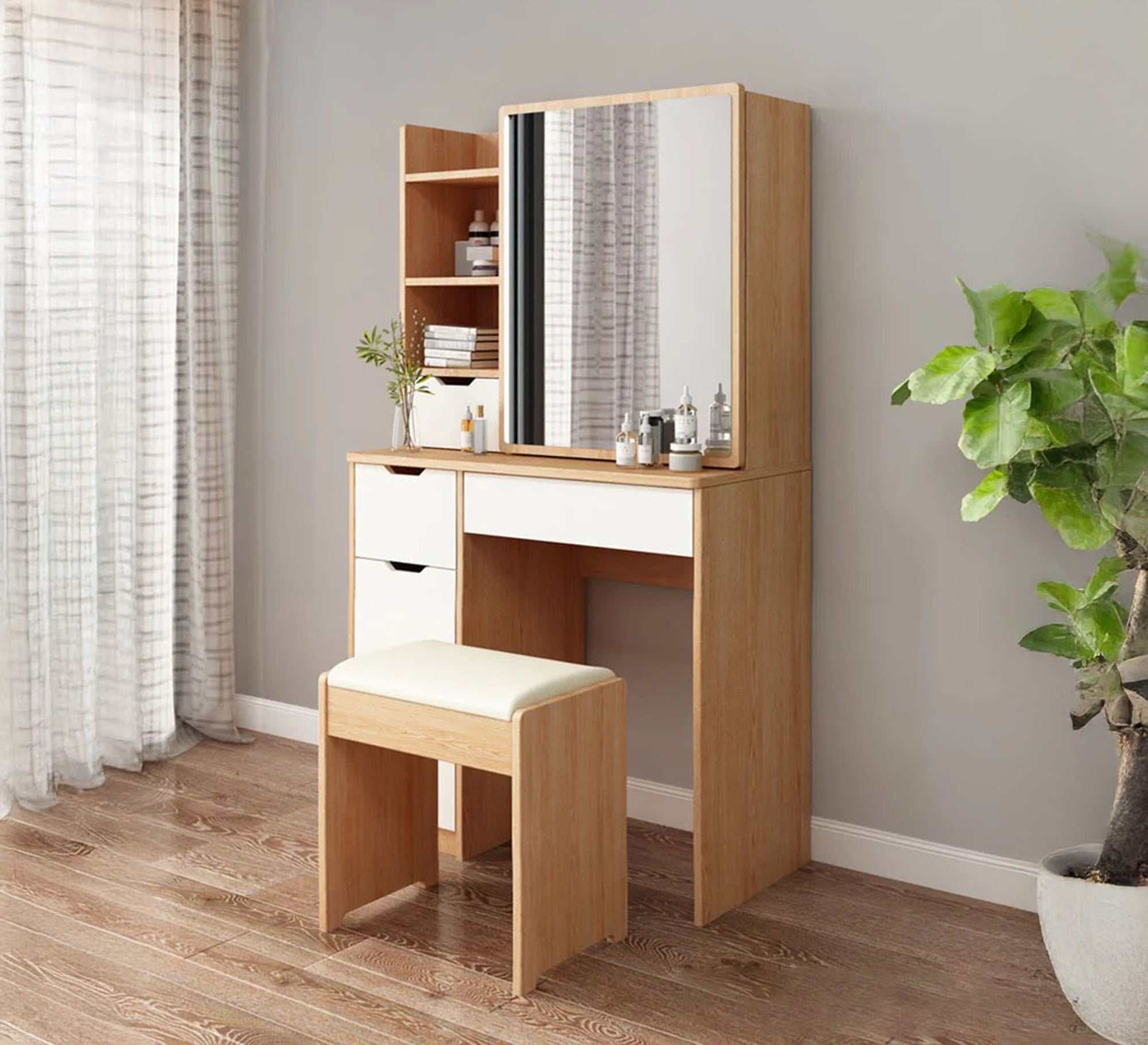 Modern dressing table with a large mirror – Vitrine Furniture
