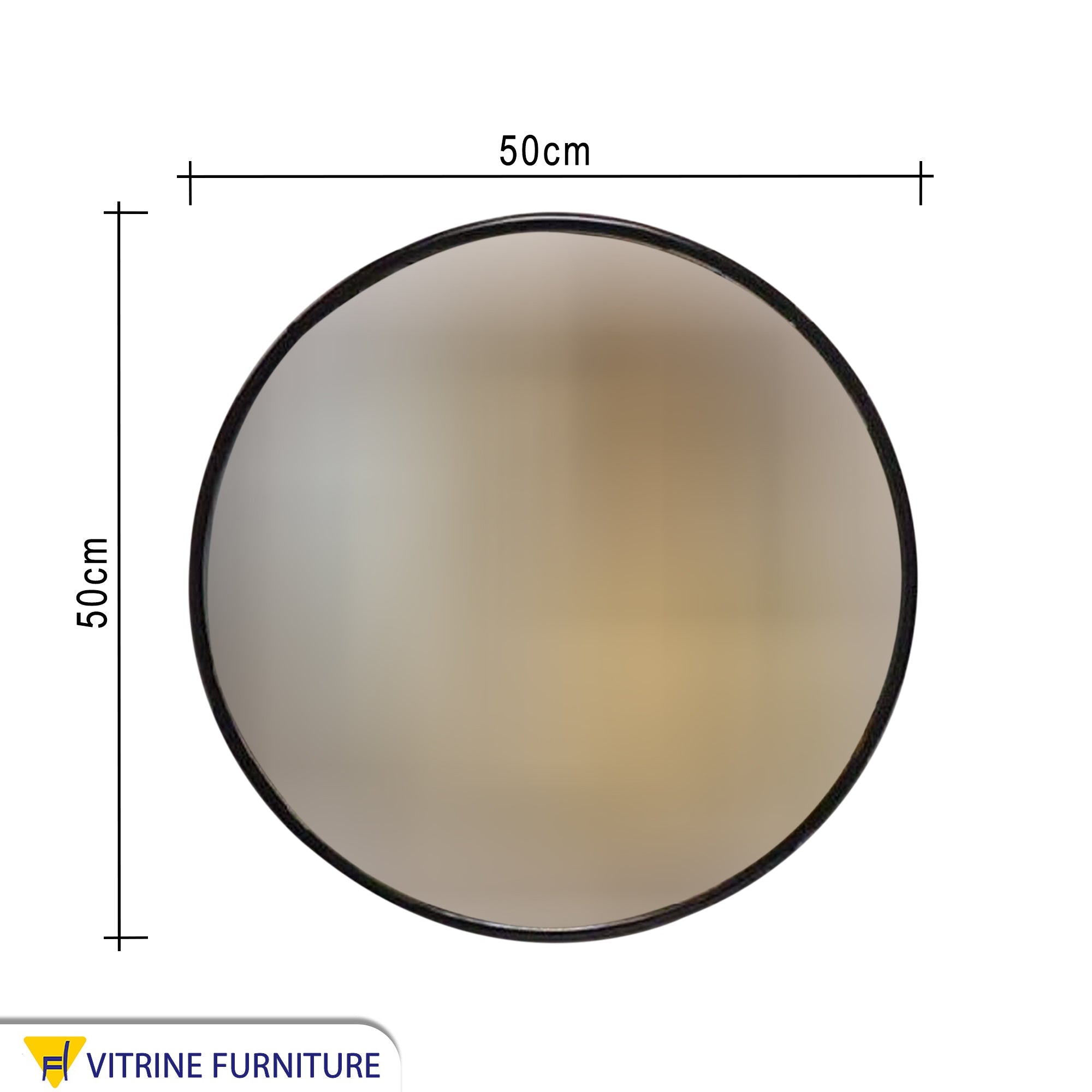 مرآة دائرية قطر 50 سم بإطار خشبي باللون الاسود + ليد