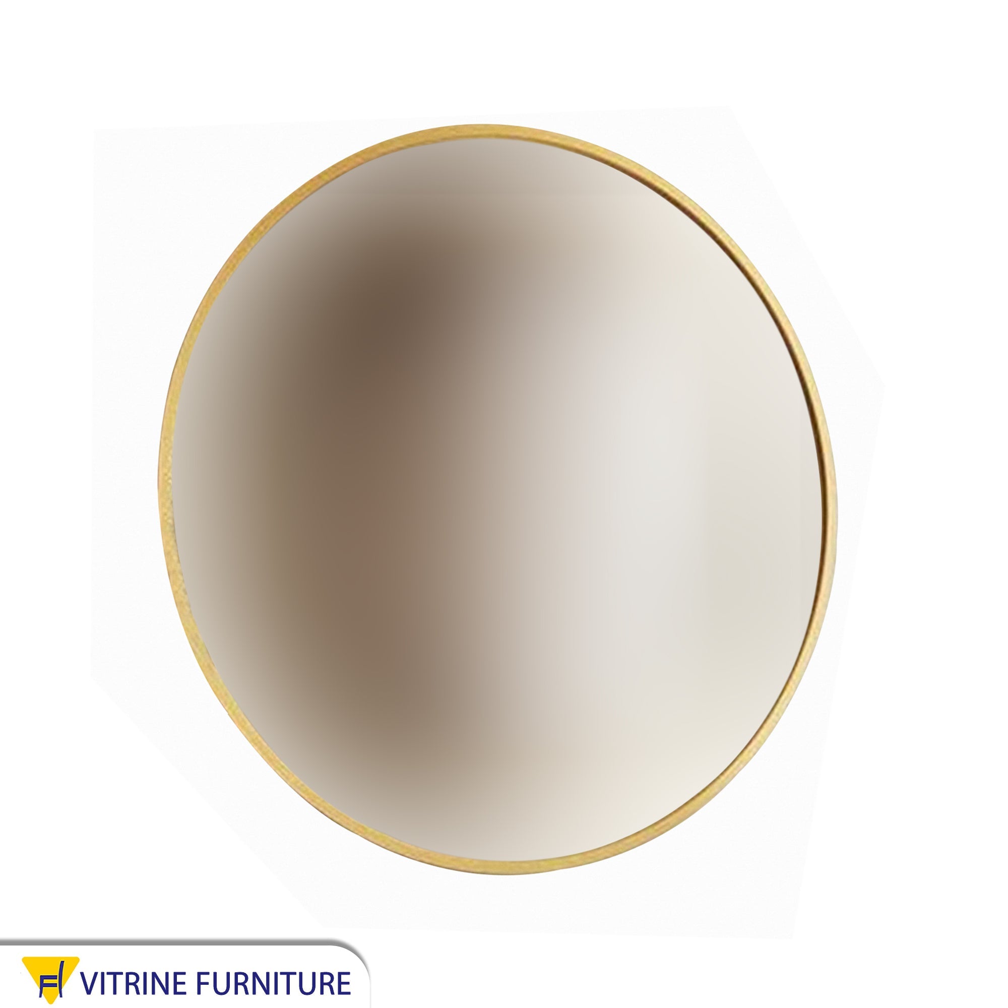 مرآة دائرية قطر 70 سم باطار خشب باللون الذهبي