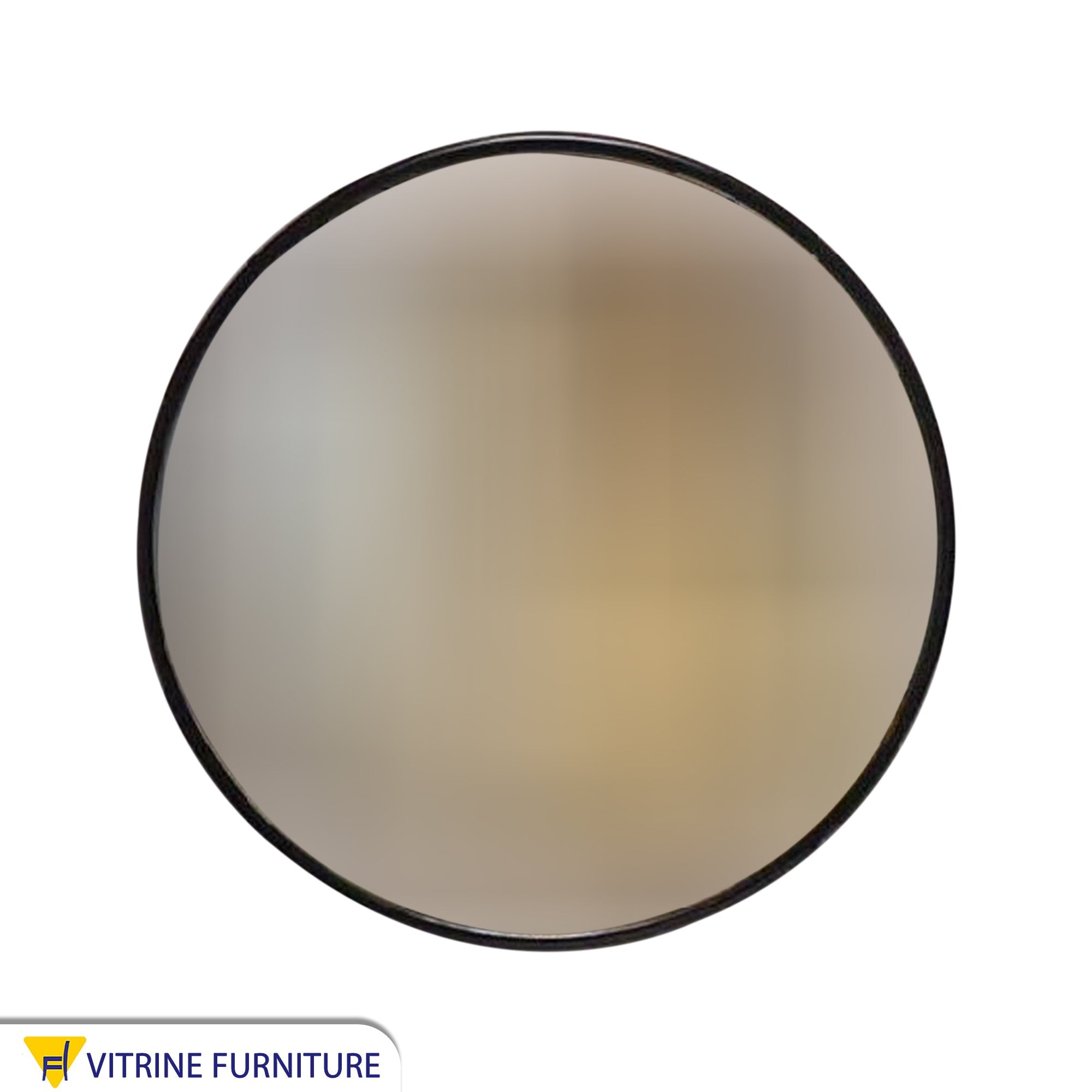 مرآة دائرية قطر 70 سم بإطار خشبي باللون الاسود + ليد