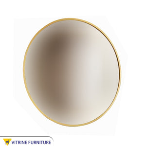 مرآة دائرية قطر 50 سم بإطار خشبي باللون الذهبي