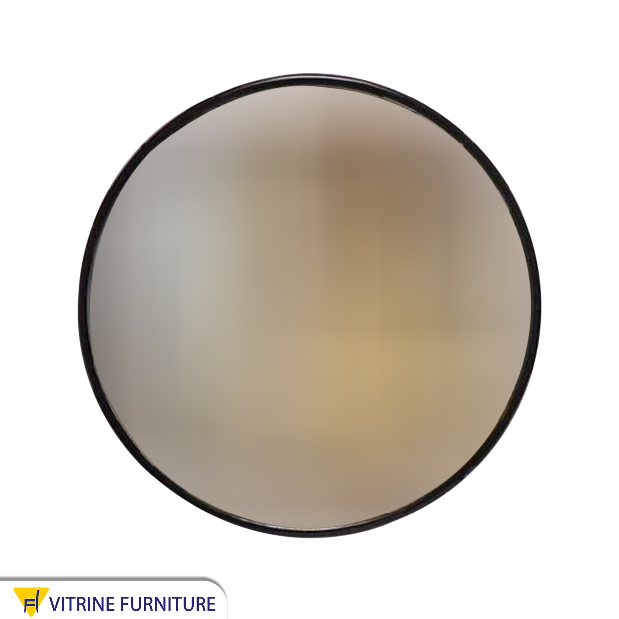 مرآة دائرية قطر 70 سم بإطار خشبي باللون الاسود