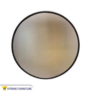 مرآة دائرية قطر 50 سم بإطار خشبي باللون الاسود + ليد