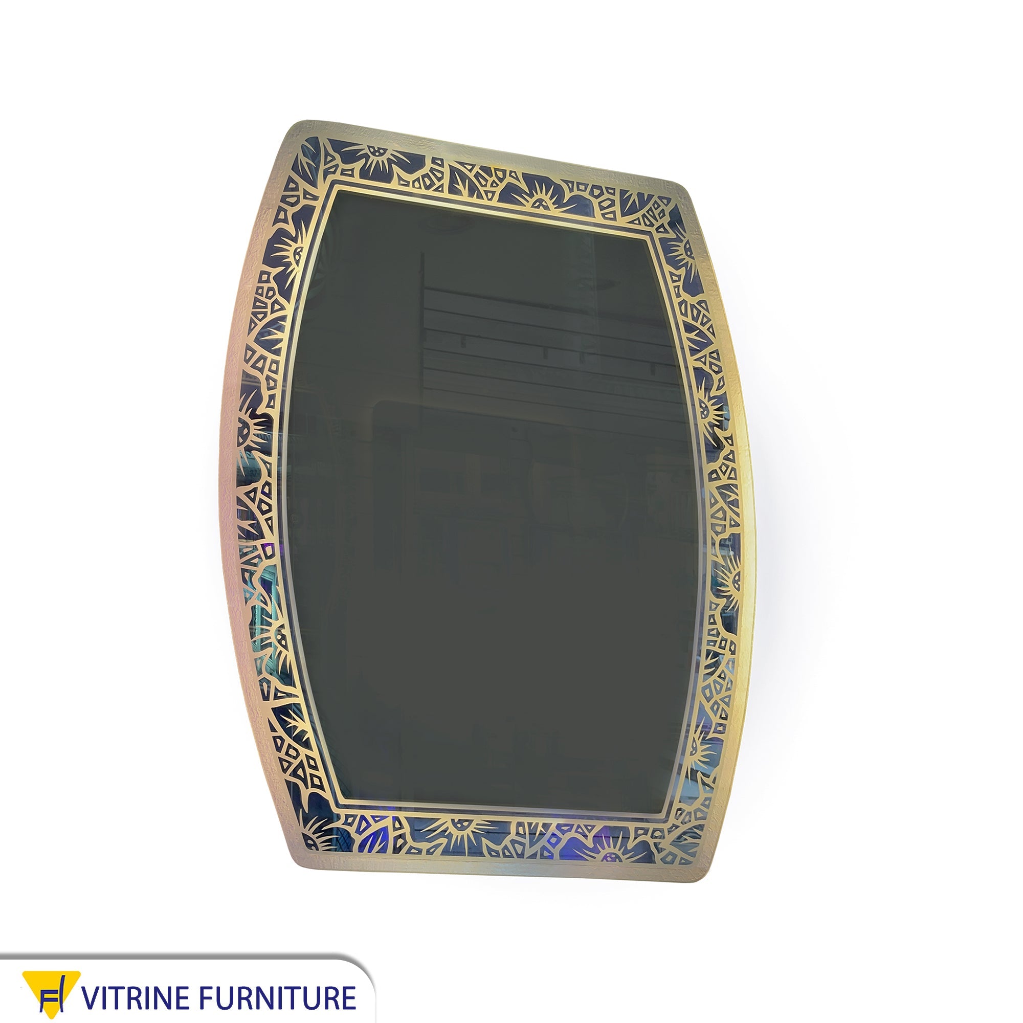 Oval shapede with line edges graphical LED mirror