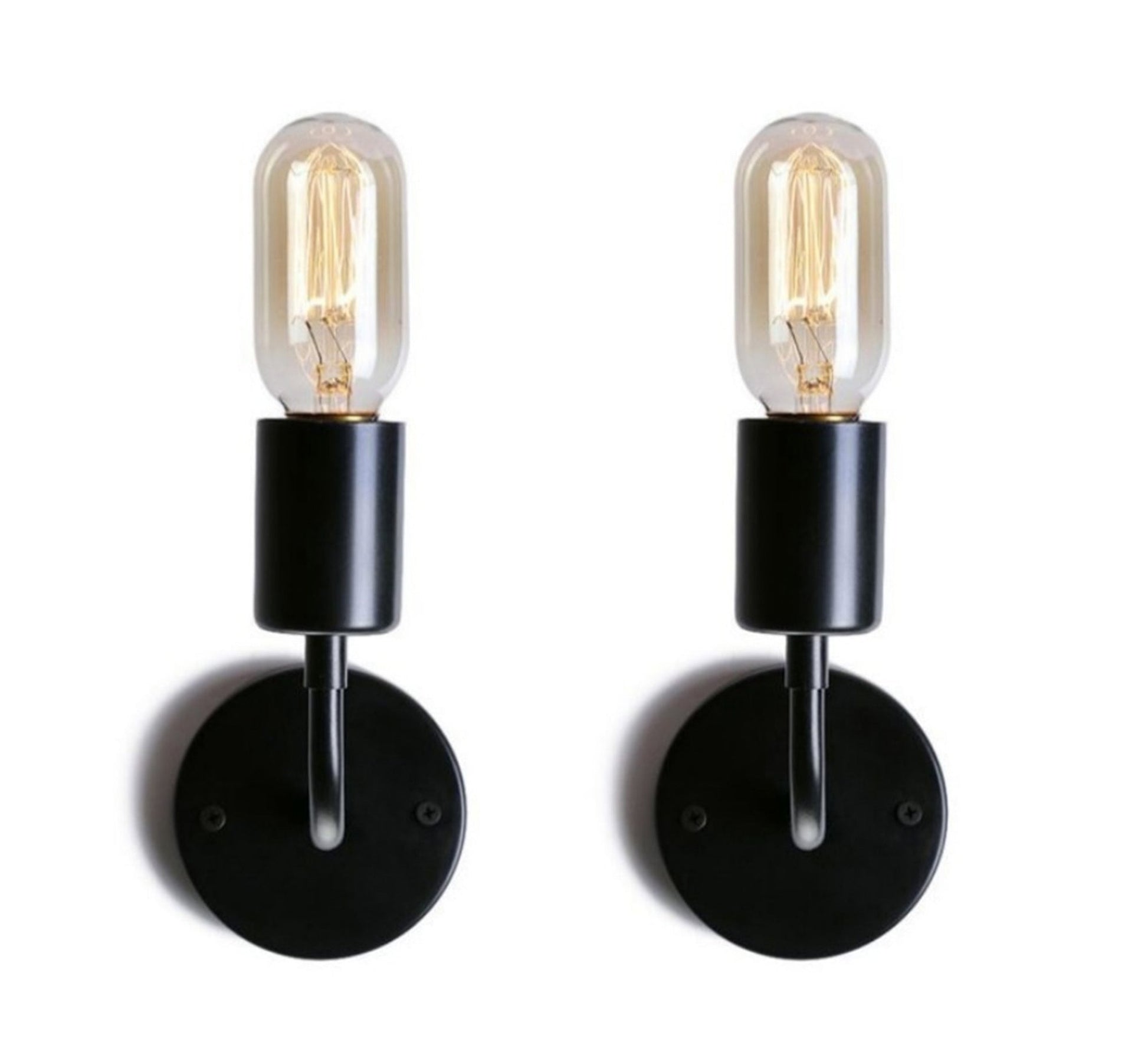 2 Black Metal Wall Lamps - Vitrine Furniture - Lighting