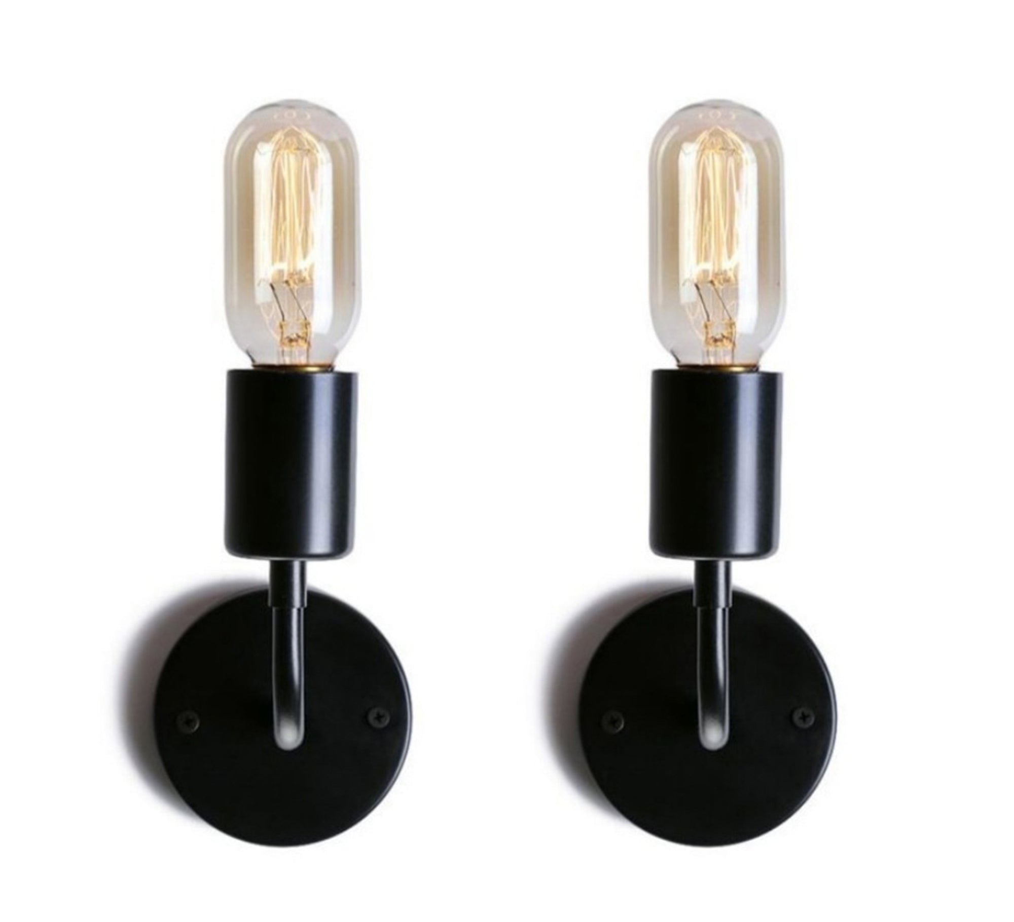 2 Black Metal Wall Lamps - Vitrine Furniture - Lighting