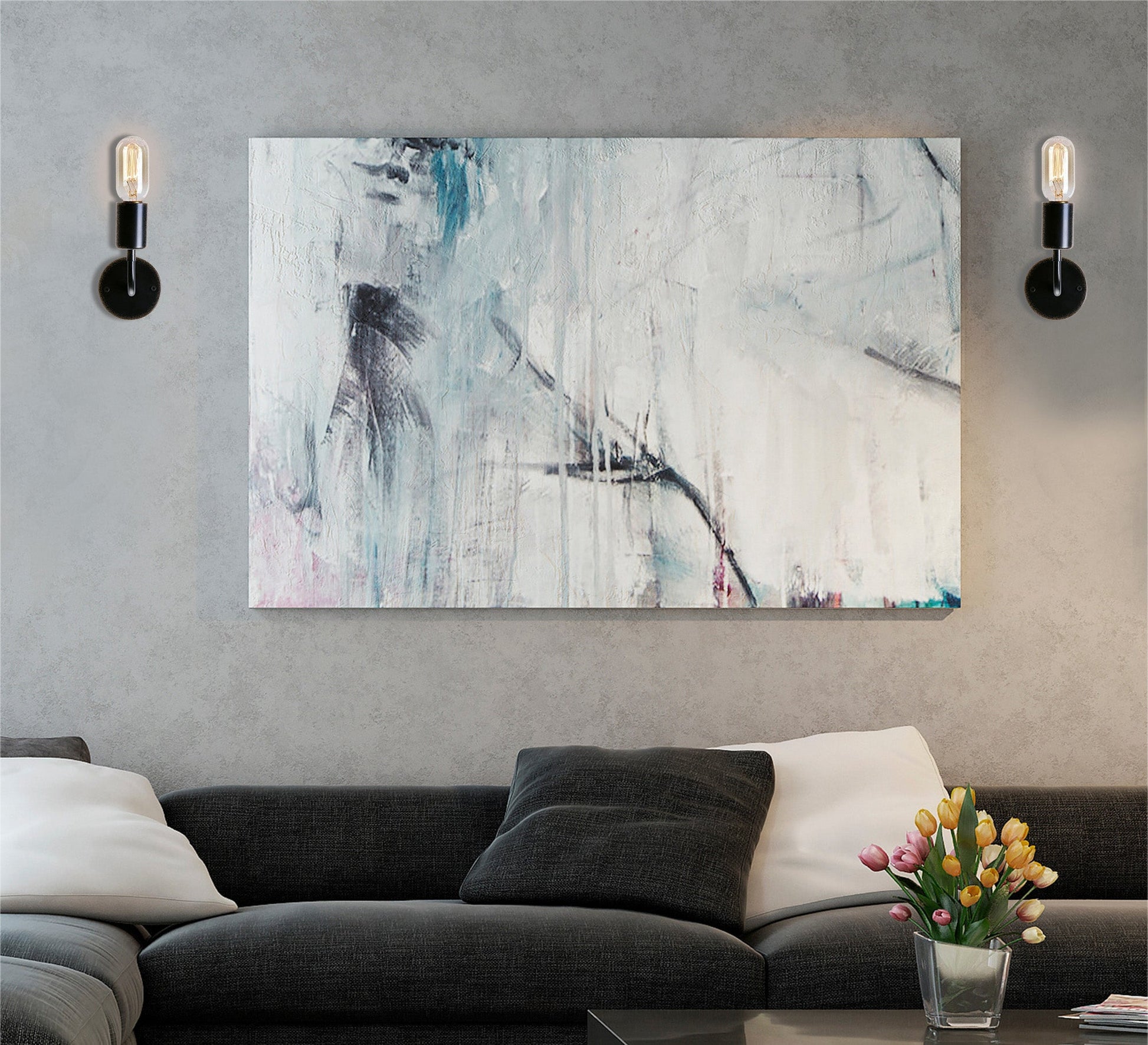 2 Black Metal Wall Lamps - Vitrine Furniture - Lighting