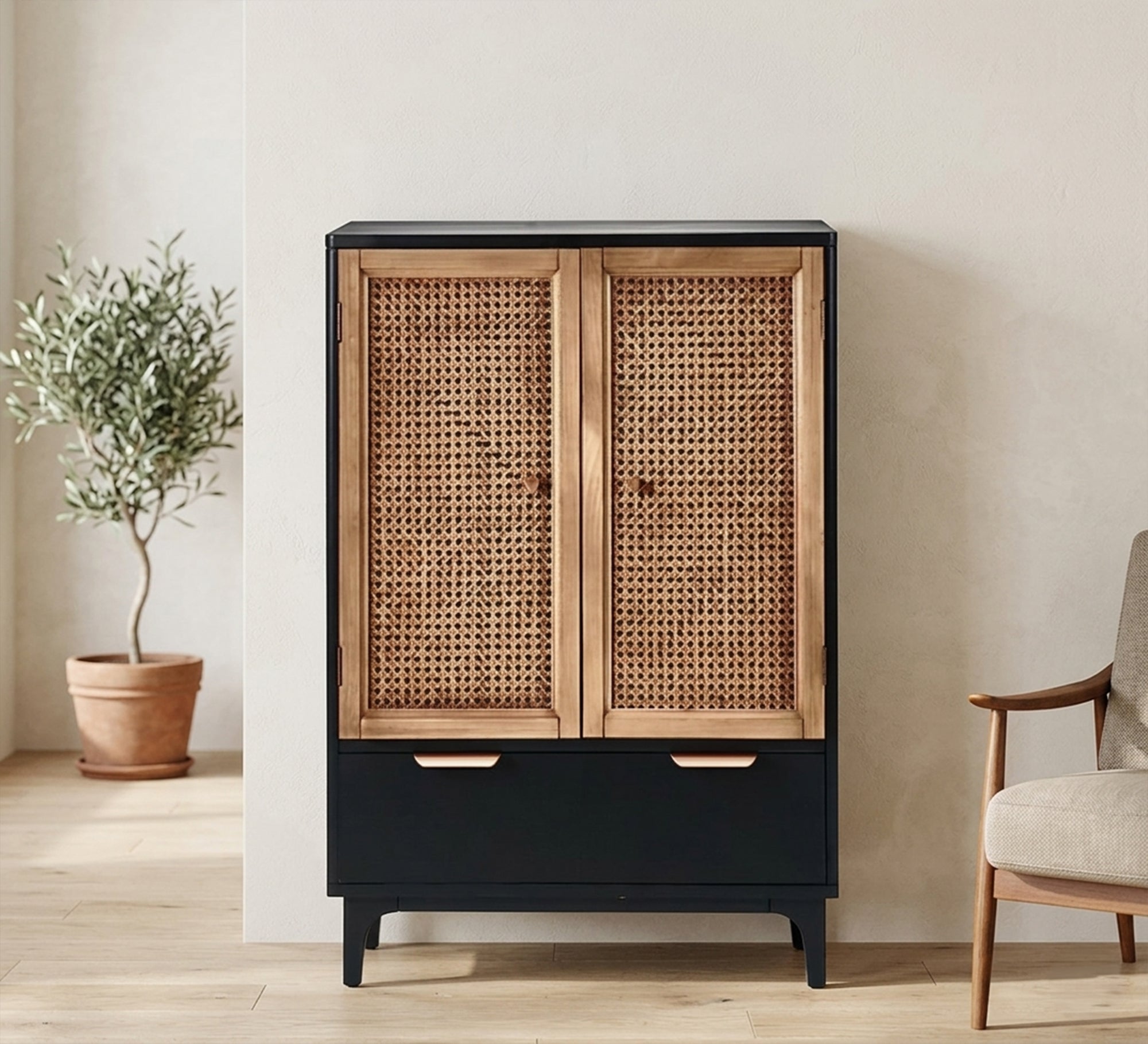 2 - Door Wardrobe, External Drawers, Space - Saving - Vitrine Furniture - Wardrobes