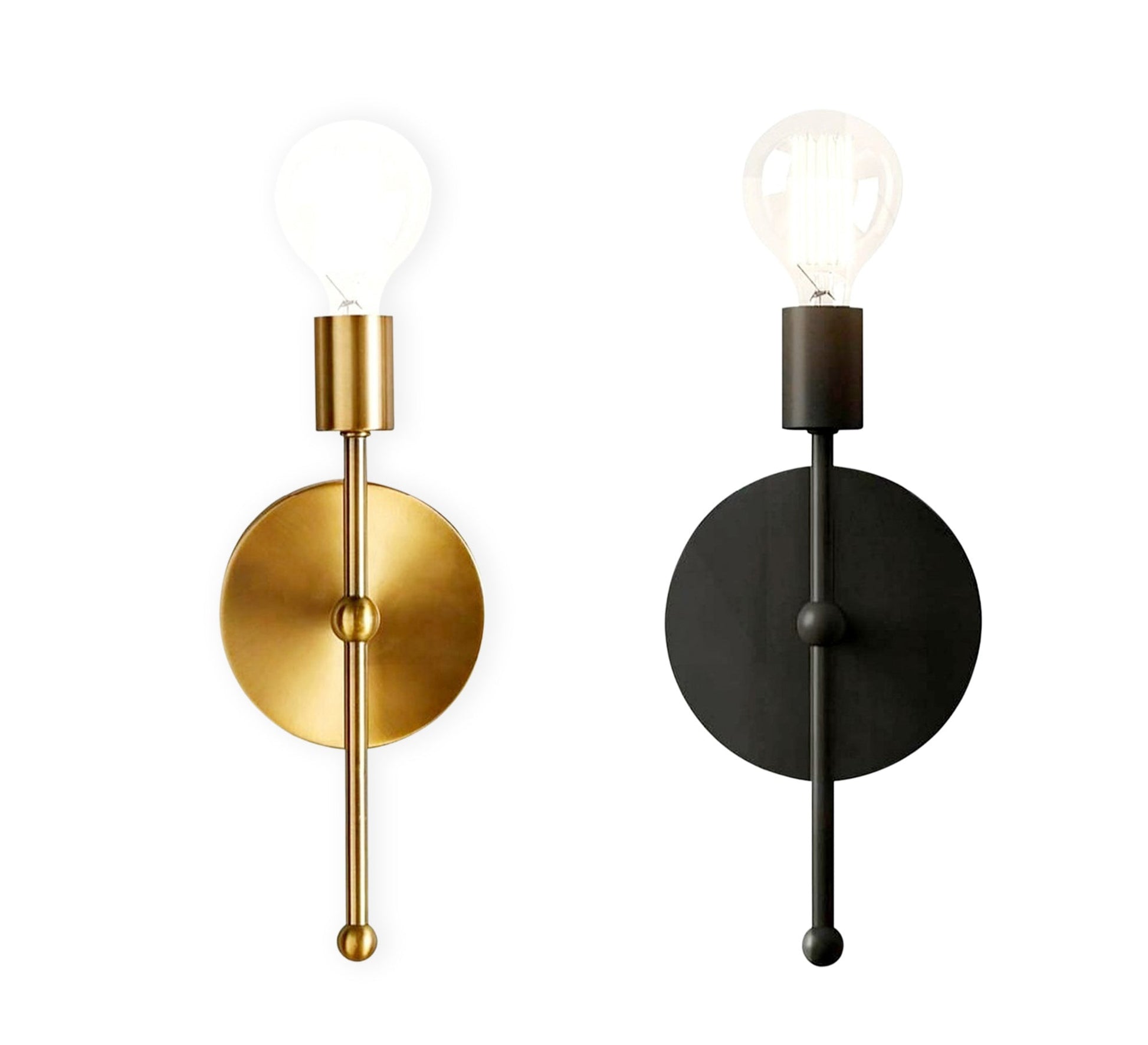 2 Gold Black Metal Wall Lamps - Vitrine Furniture - Lighting