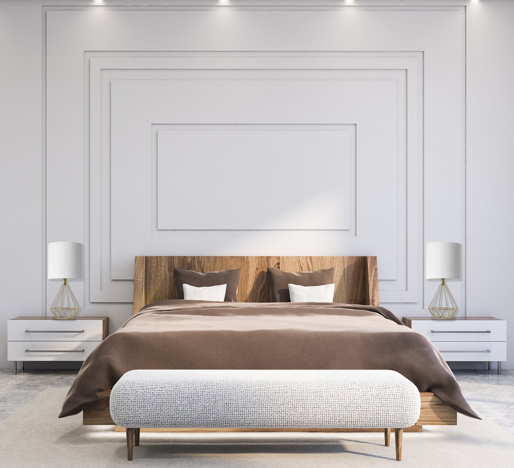 2 gold metal lamps and White - Vitrine Furniture - Lighting