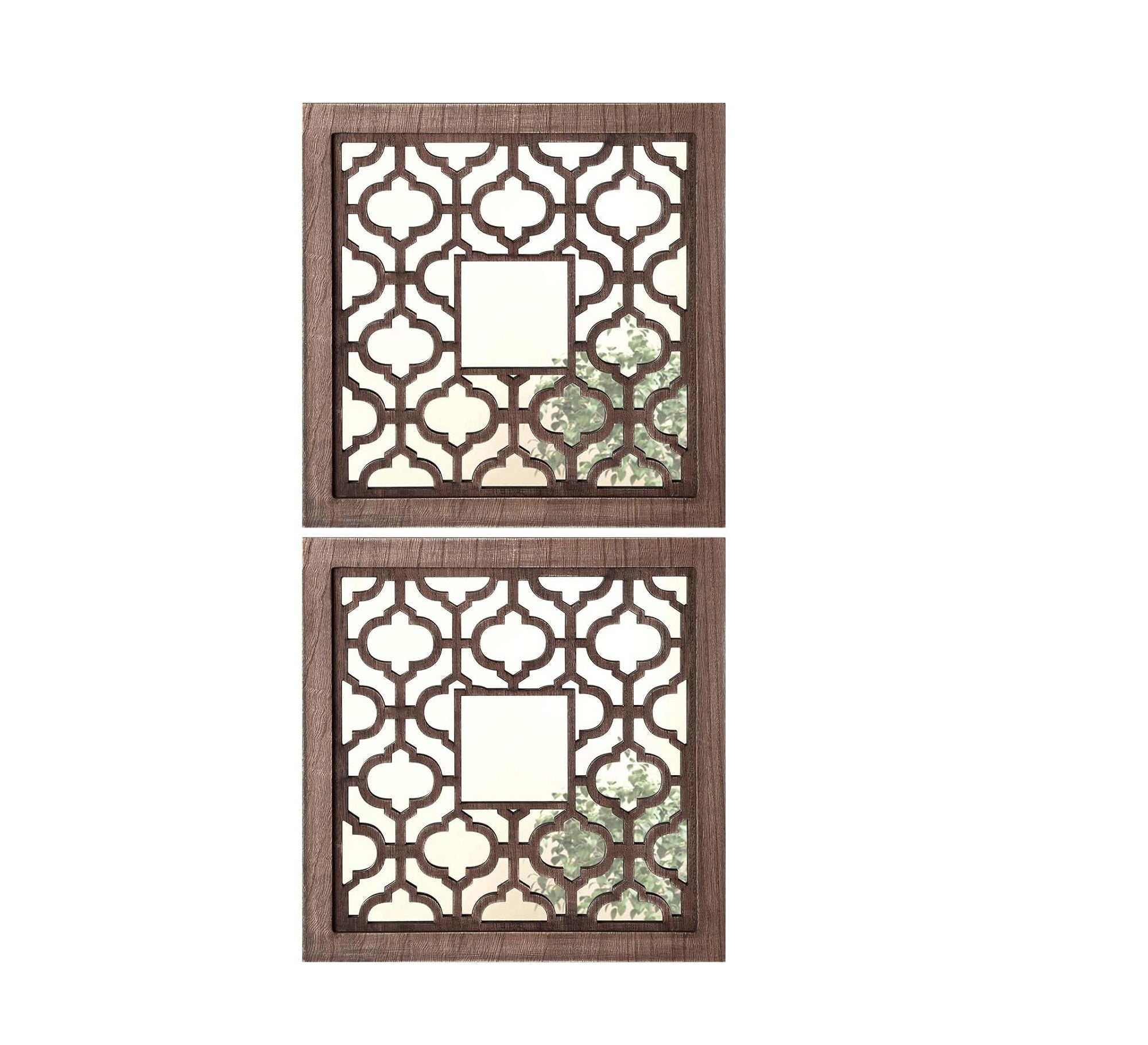 2 - piece mirror decorated with hollow wood - Vitrine Furniture - Décor