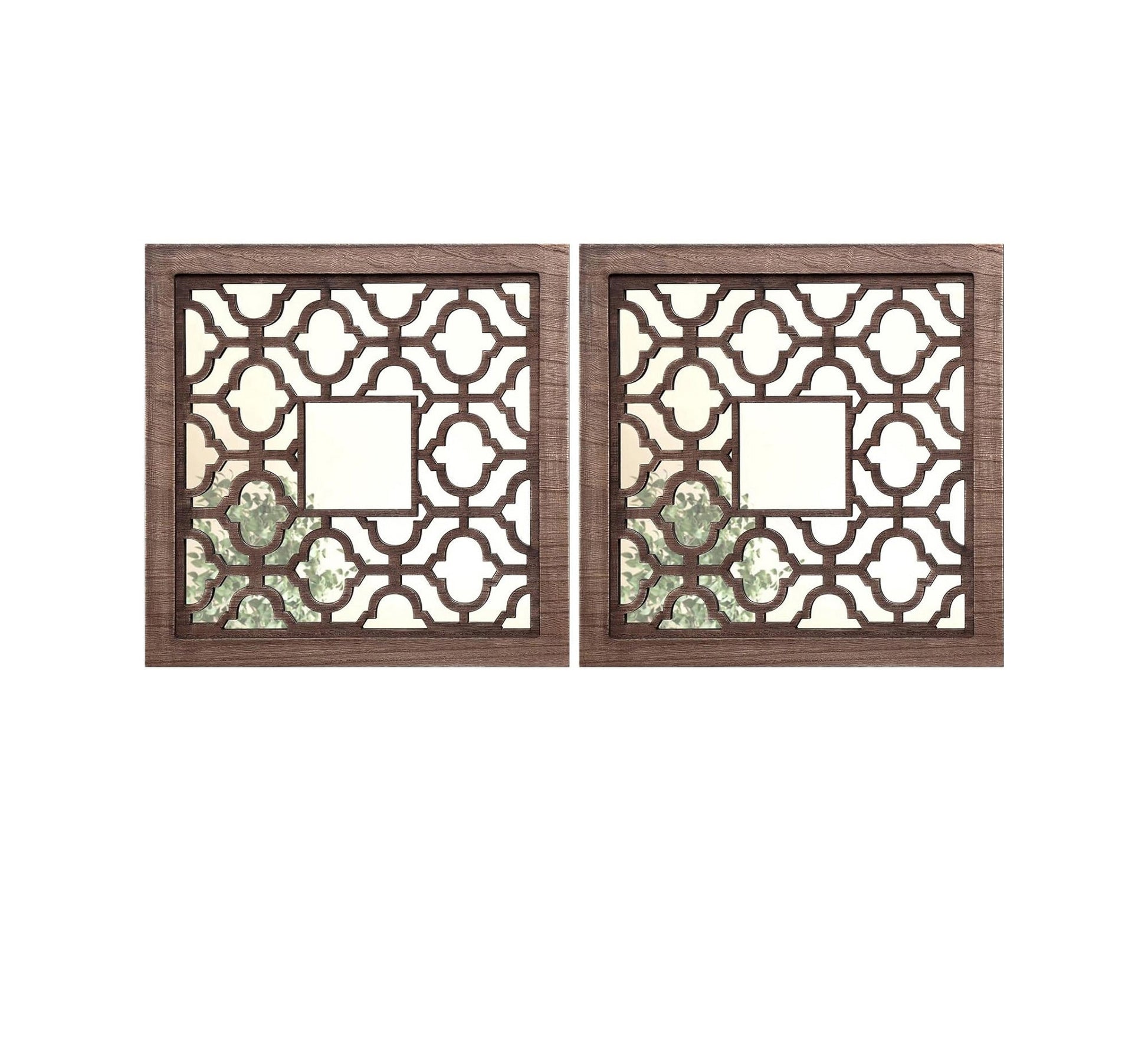 2 - piece mirror decorated with hollow wood - Vitrine Furniture - Décor