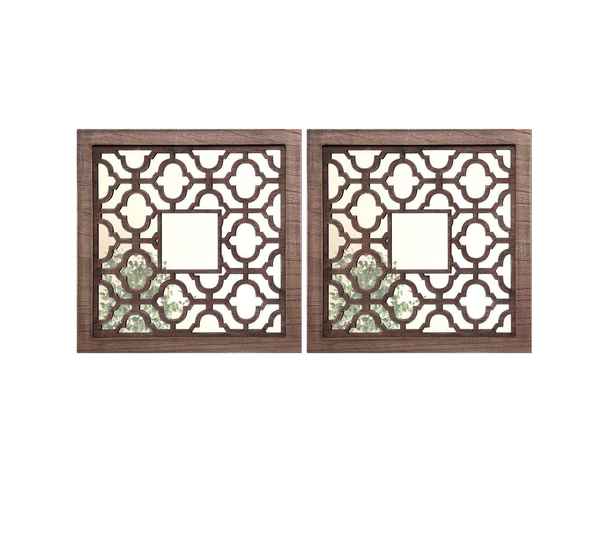 2 - piece mirror decorated with hollow wood - Vitrine Furniture - Décor