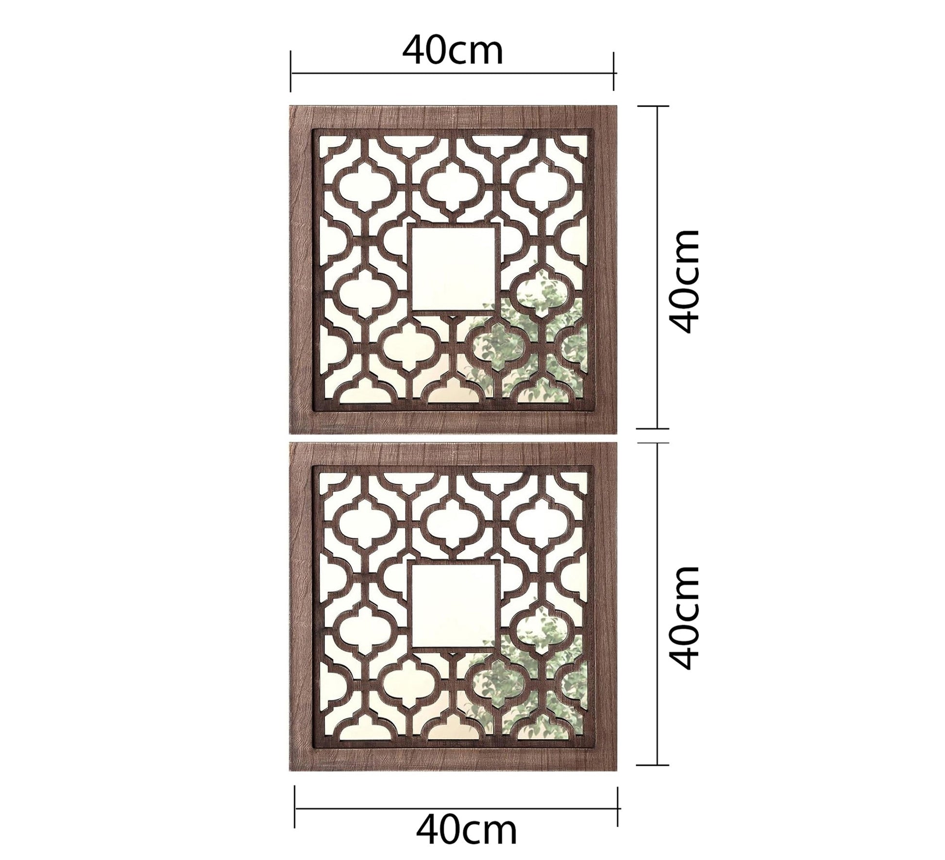 2 - piece mirror decorated with hollow wood - Vitrine Furniture - Décor