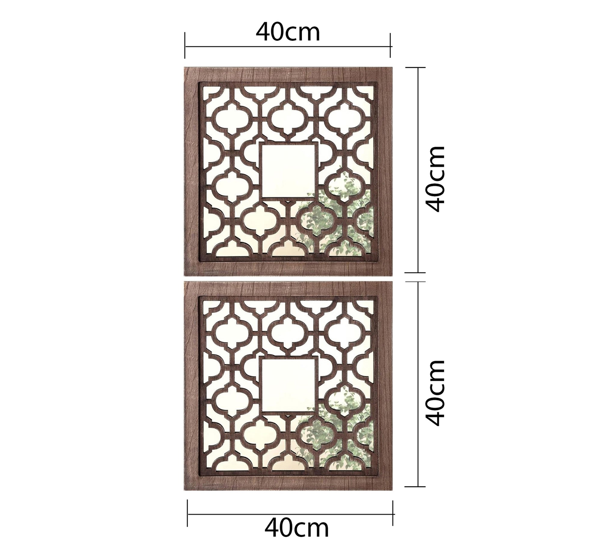 2 - piece mirror decorated with hollow wood - Vitrine Furniture - Décor