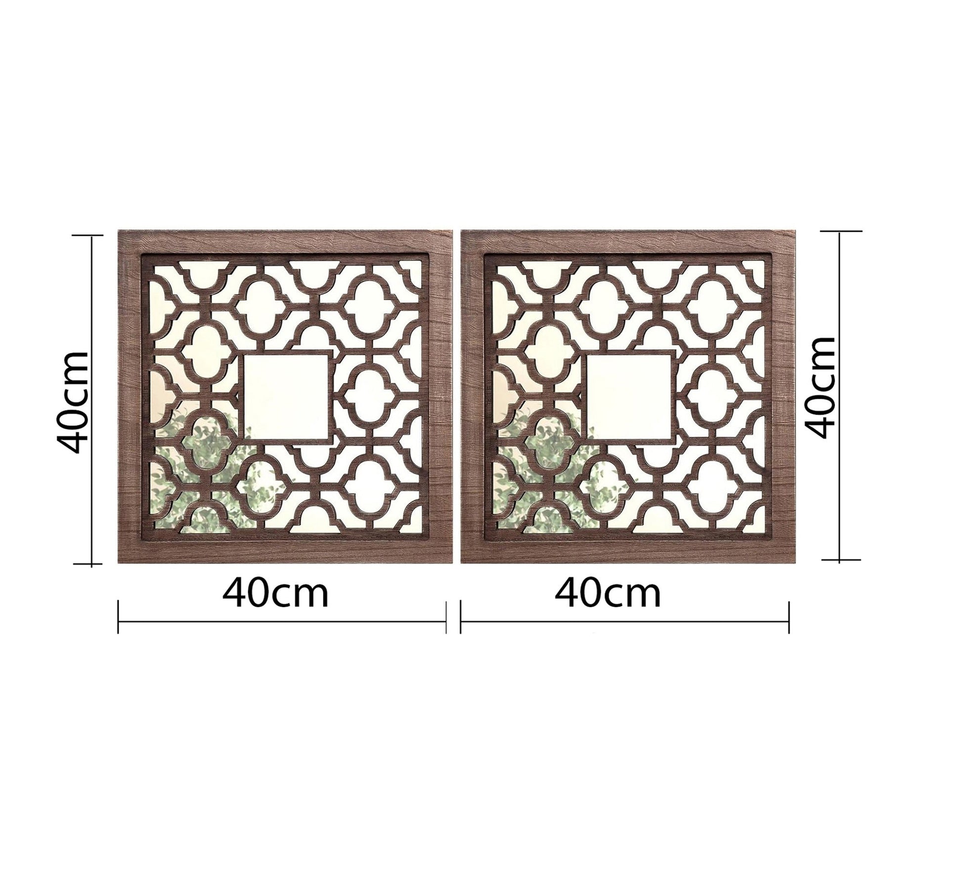 2 - piece mirror decorated with hollow wood - Vitrine Furniture - Décor