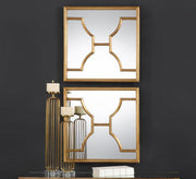 2 - piece mirror decorated with wooden decorations - Vitrine Furniture - Décor