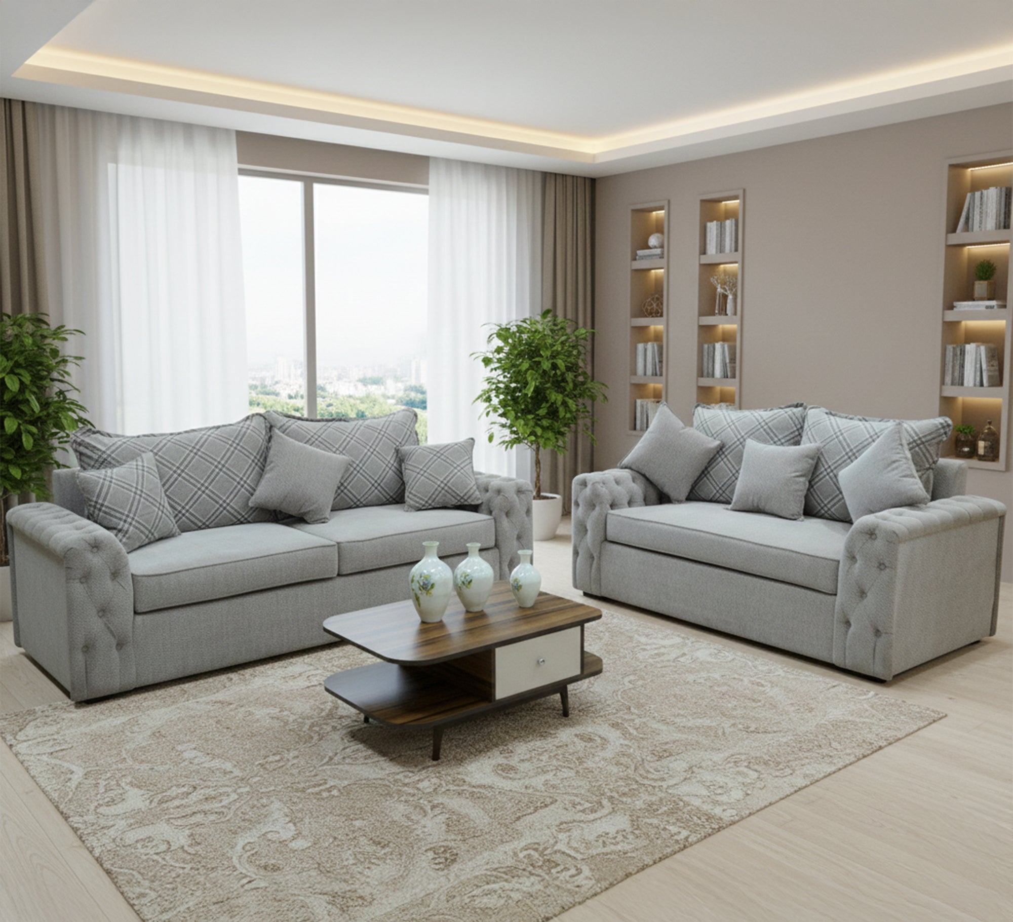 2 snow white sofa with capotanien armrests - Vitrine Furniture - Living room Sofas