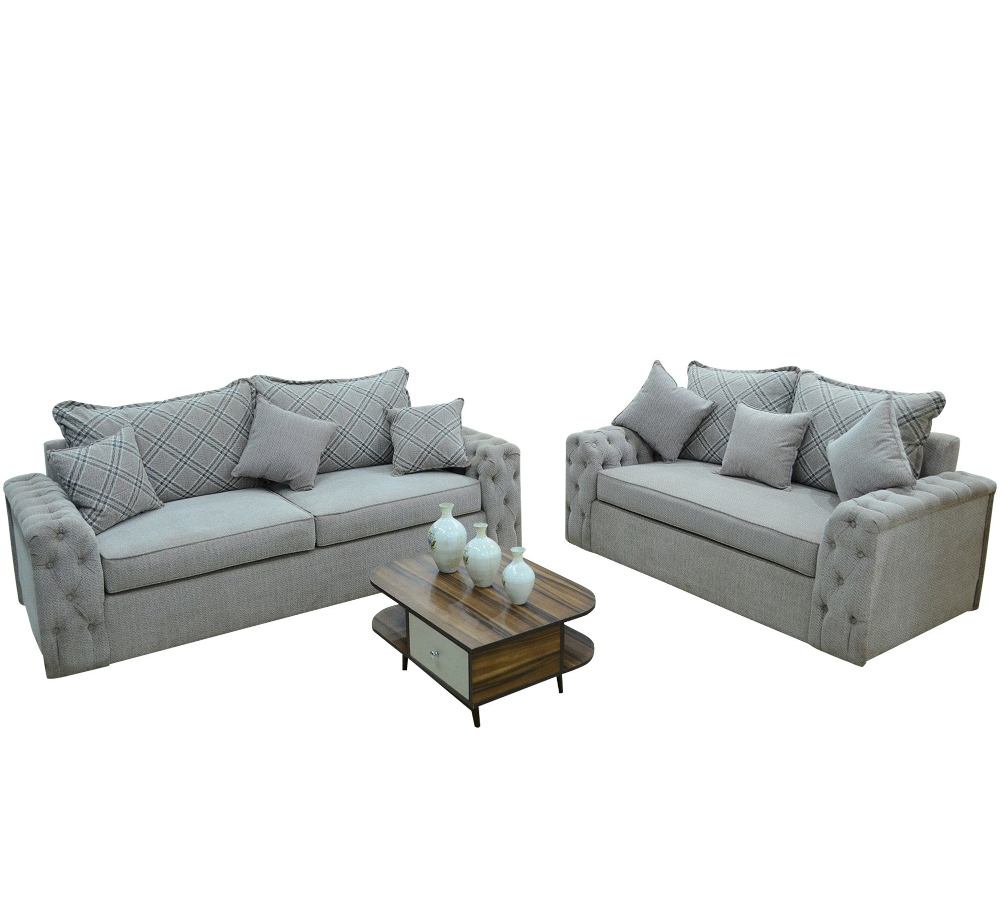 2 snow white sofa with capotanien armrests - Vitrine Furniture - Living room Sofas