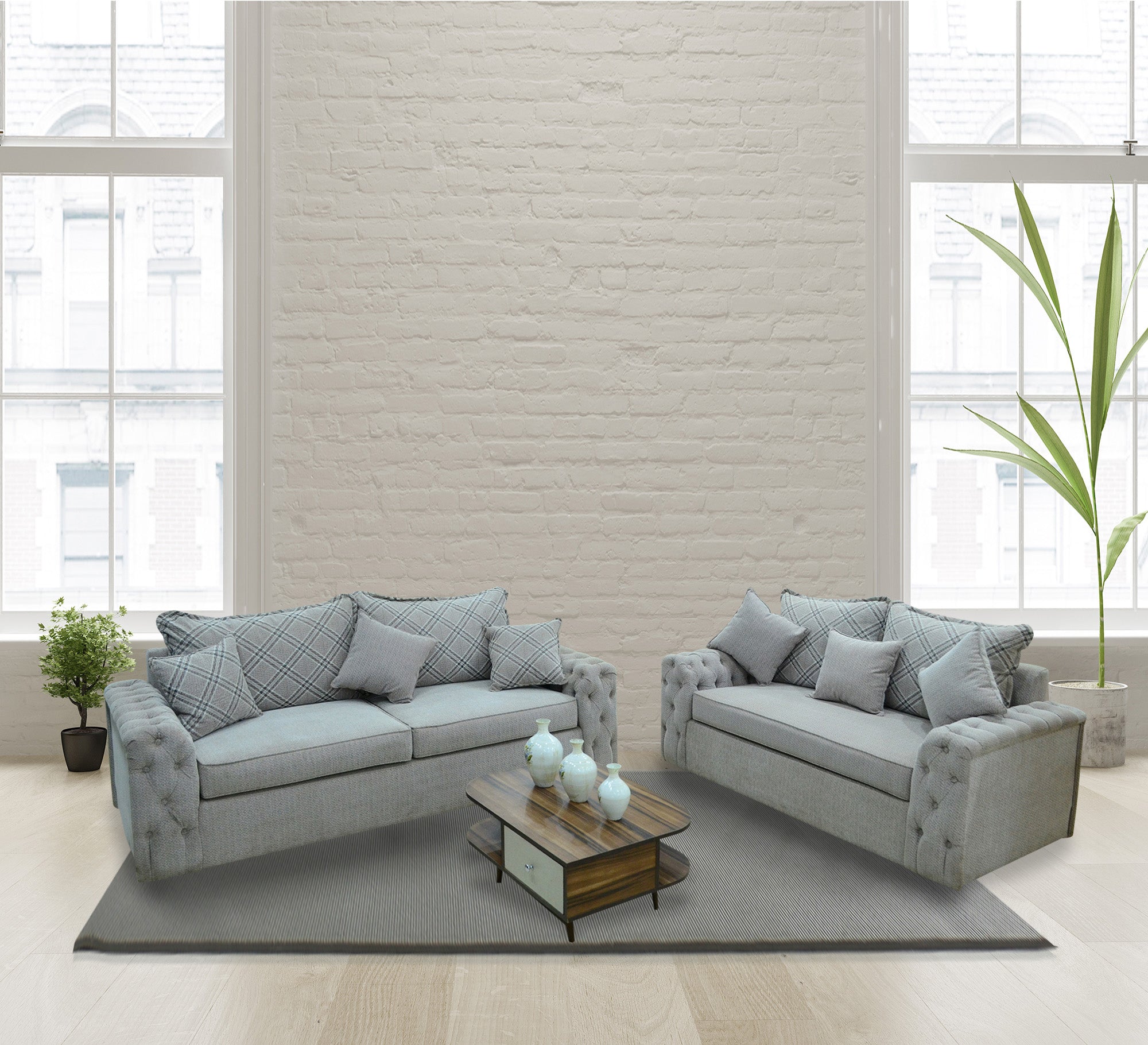 2 snow white sofa with capotanien armrests - Vitrine Furniture - Living room Sofas