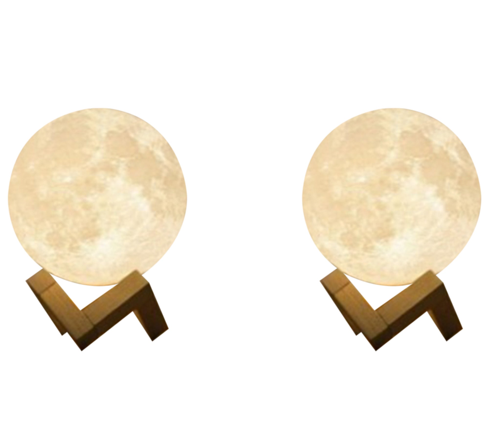 2 spherical lamps with wooden base - Vitrine Furniture - Lighting