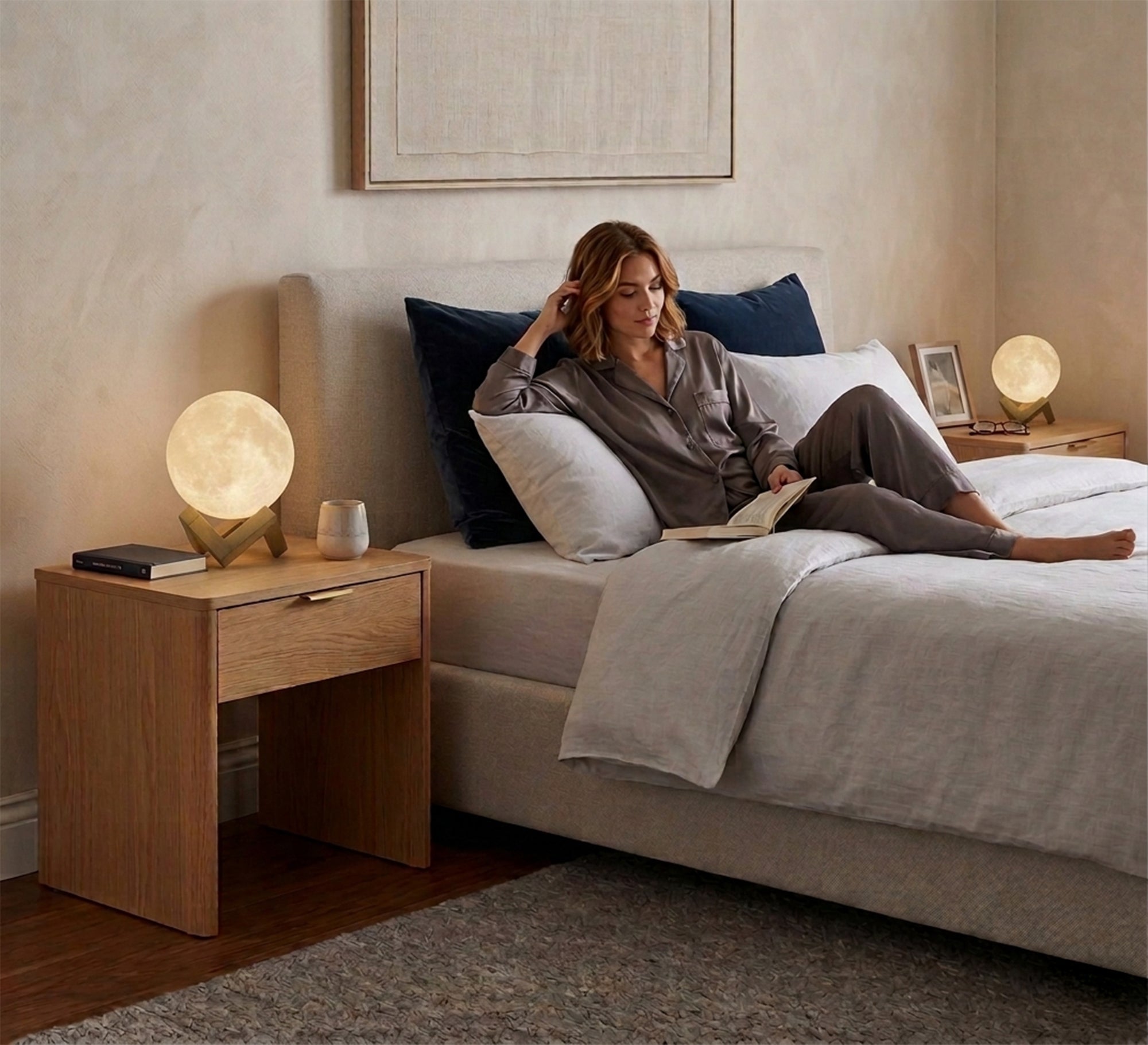 2 spherical lamps with wooden base - Vitrine Furniture - Table lamps