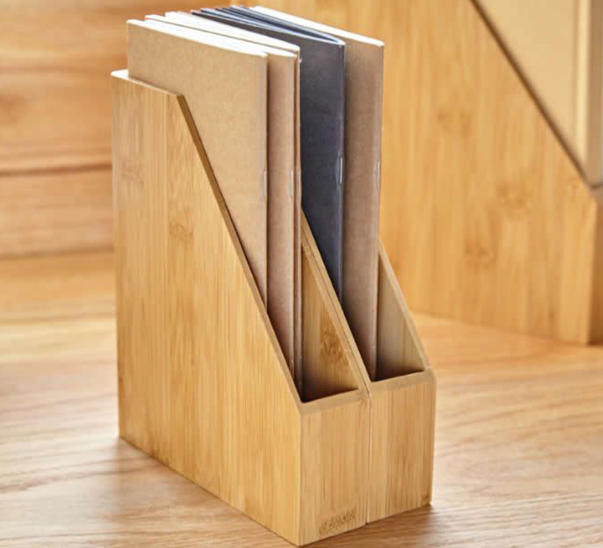 2 wooden beige file organizers - Vitrine Furniture - Furniture