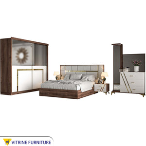 brown wood, white La Vista bedroom