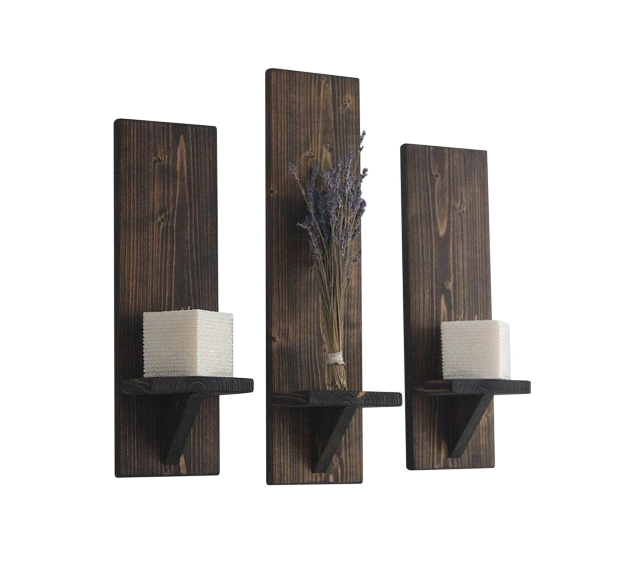 3 brown wooden wall shelves - Vitrine Furniture - Furniture