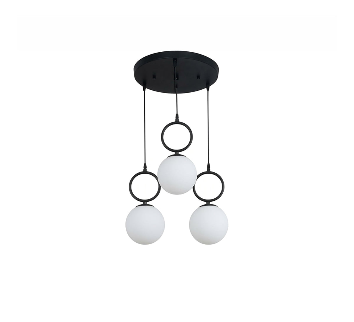 3-light ceiling chandelier with circular rings - Vitrine Furniture - Ceiling lights