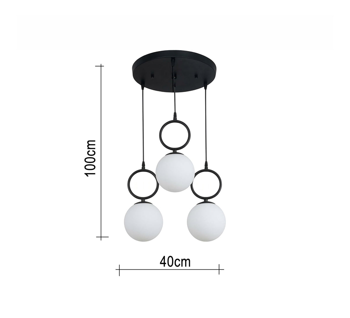 3-light ceiling chandelier with circular rings - Vitrine Furniture - Ceiling lights