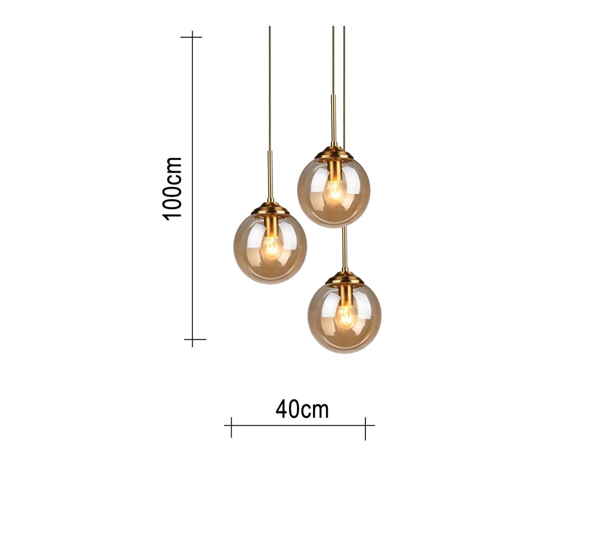 3-light pendant with branching, tiered spherical units - Vitrine Furniture - Ceiling lights