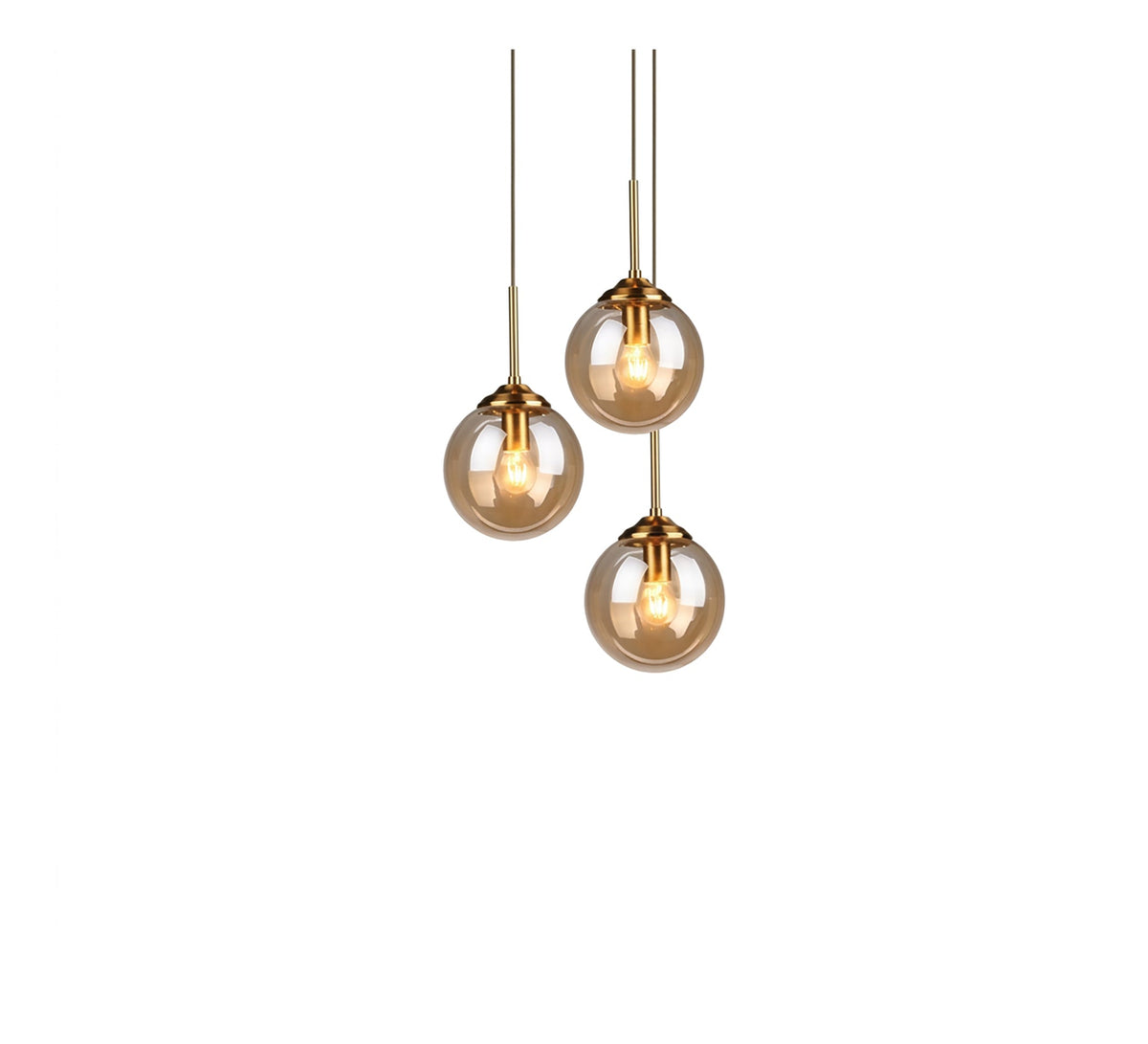 3-light pendant with branching, tiered spherical units - Vitrine Furniture - Ceiling lights