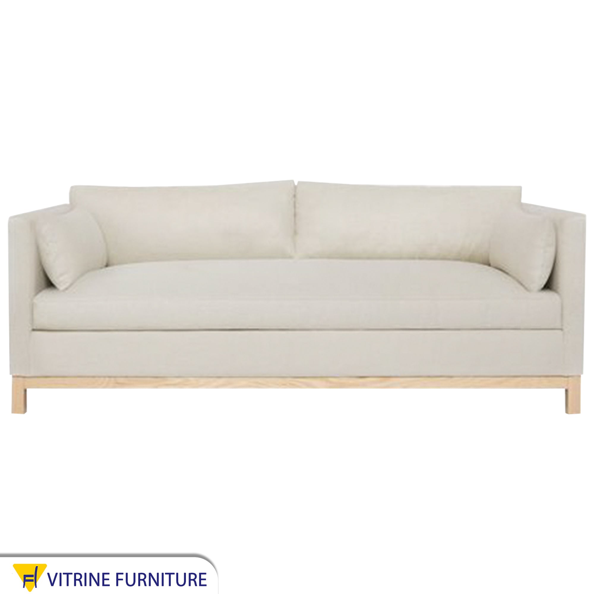 Off white sofa with armrests cushions