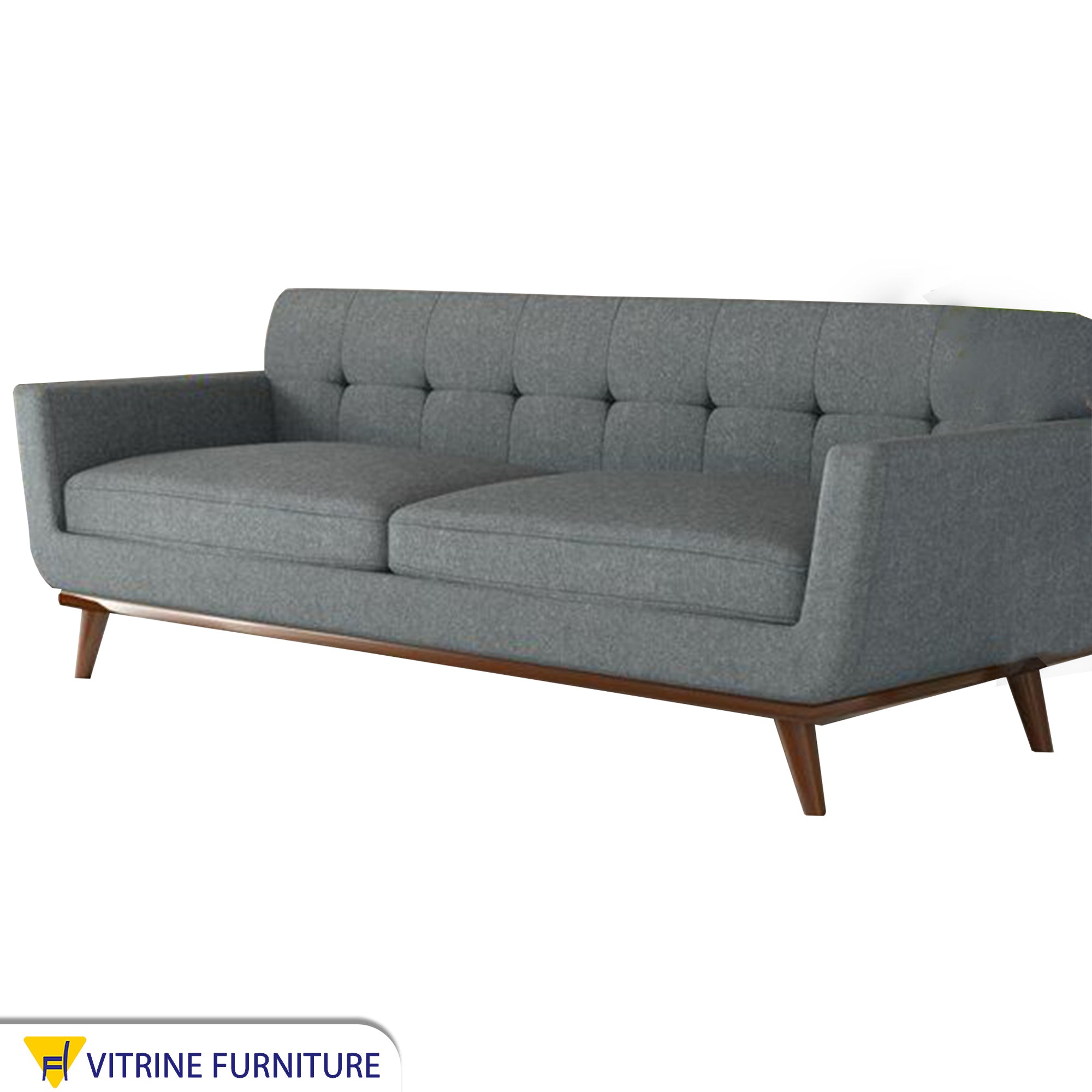 Gray sofa with slanted legs