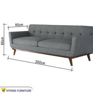 Gray sofa with slanted legs