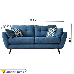 Navy sofa with curved armrests