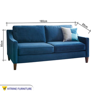 Blue simple designed sofa with a movable seats