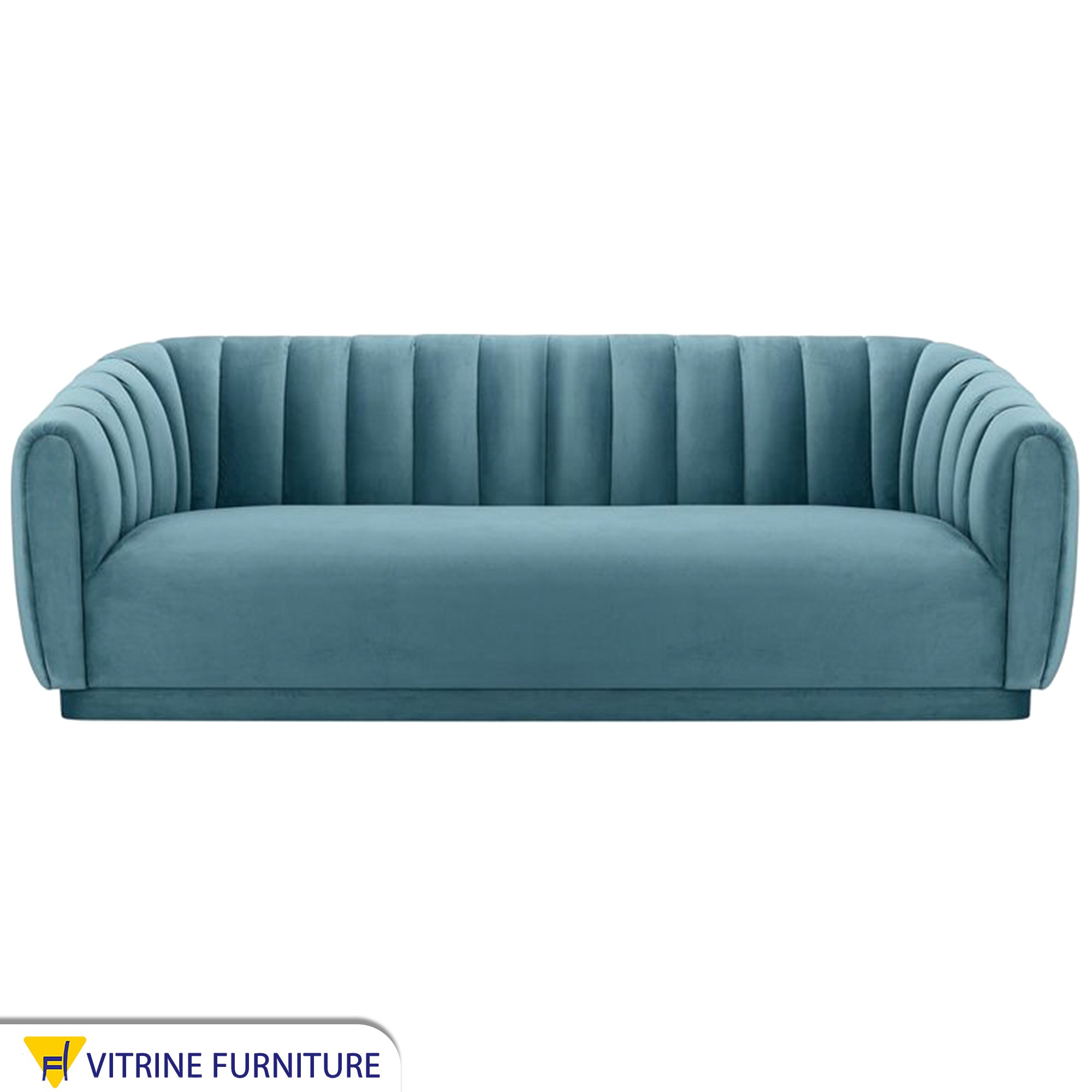 Baby Blue sofa with recessed stitching