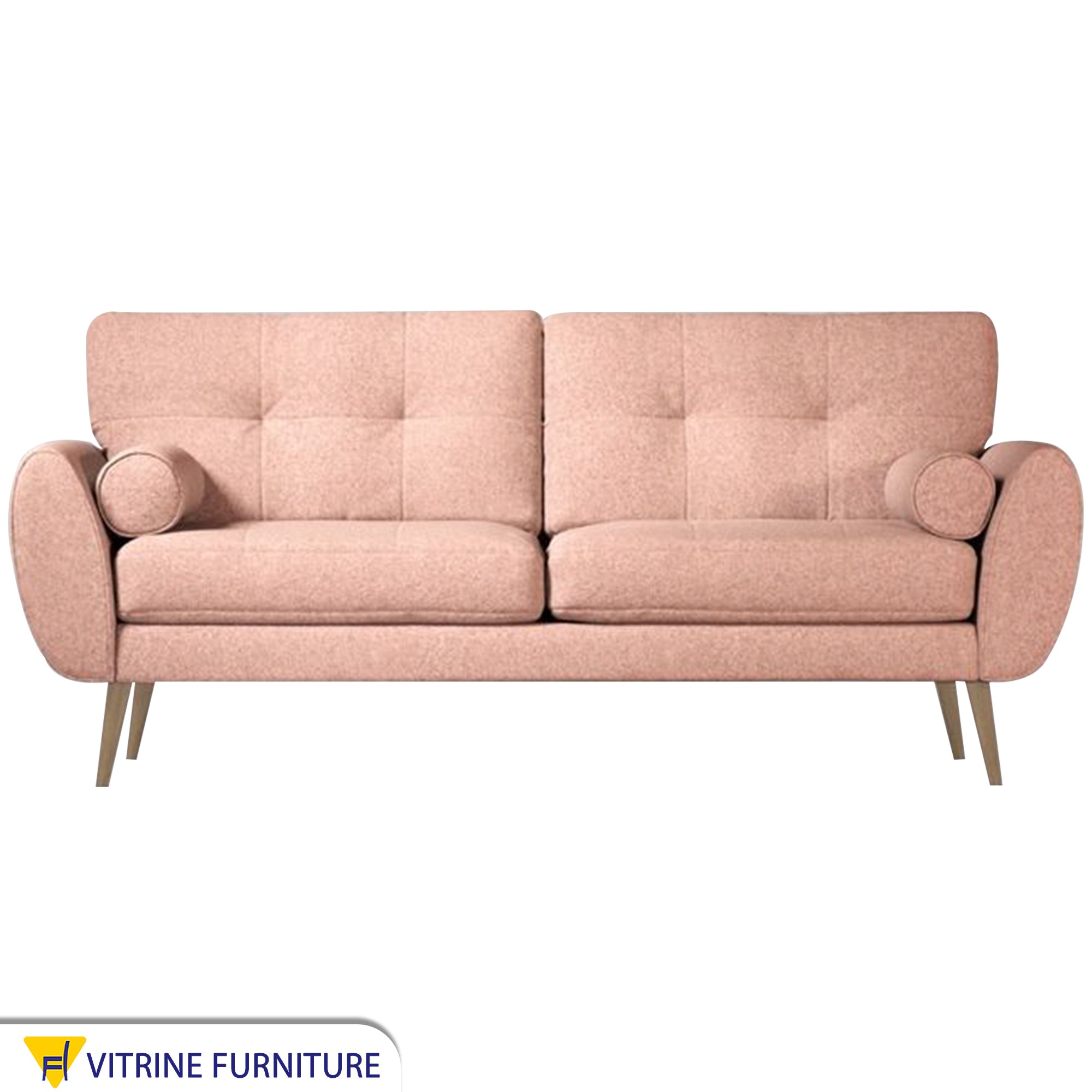 Pink sofa high on elegant wooden legs