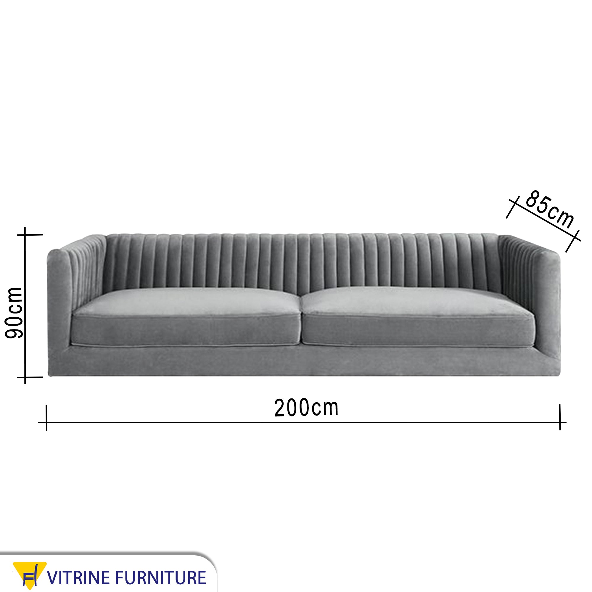 Gray sofa with folded backrest