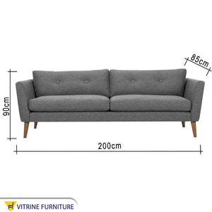 Gray sofa with high legs