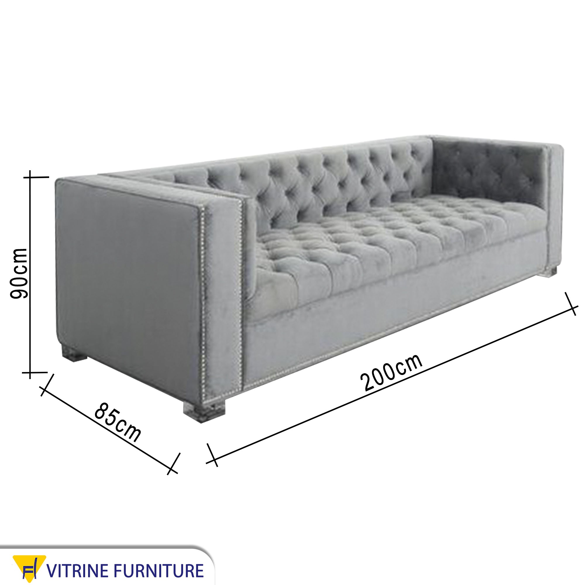 Light gray sofa with high armrests