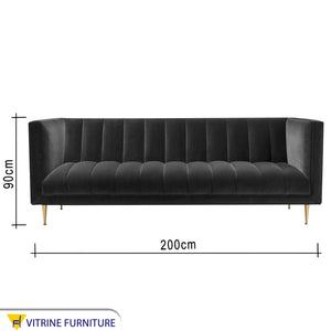 Black sofa with capotonian stripes