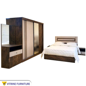 Brown wooden bedroom for young men