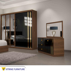 A complete youth bedroom in brown color with 2 nightstands