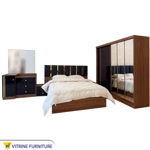 A complete youth bedroom in brown color with 2 nightstands