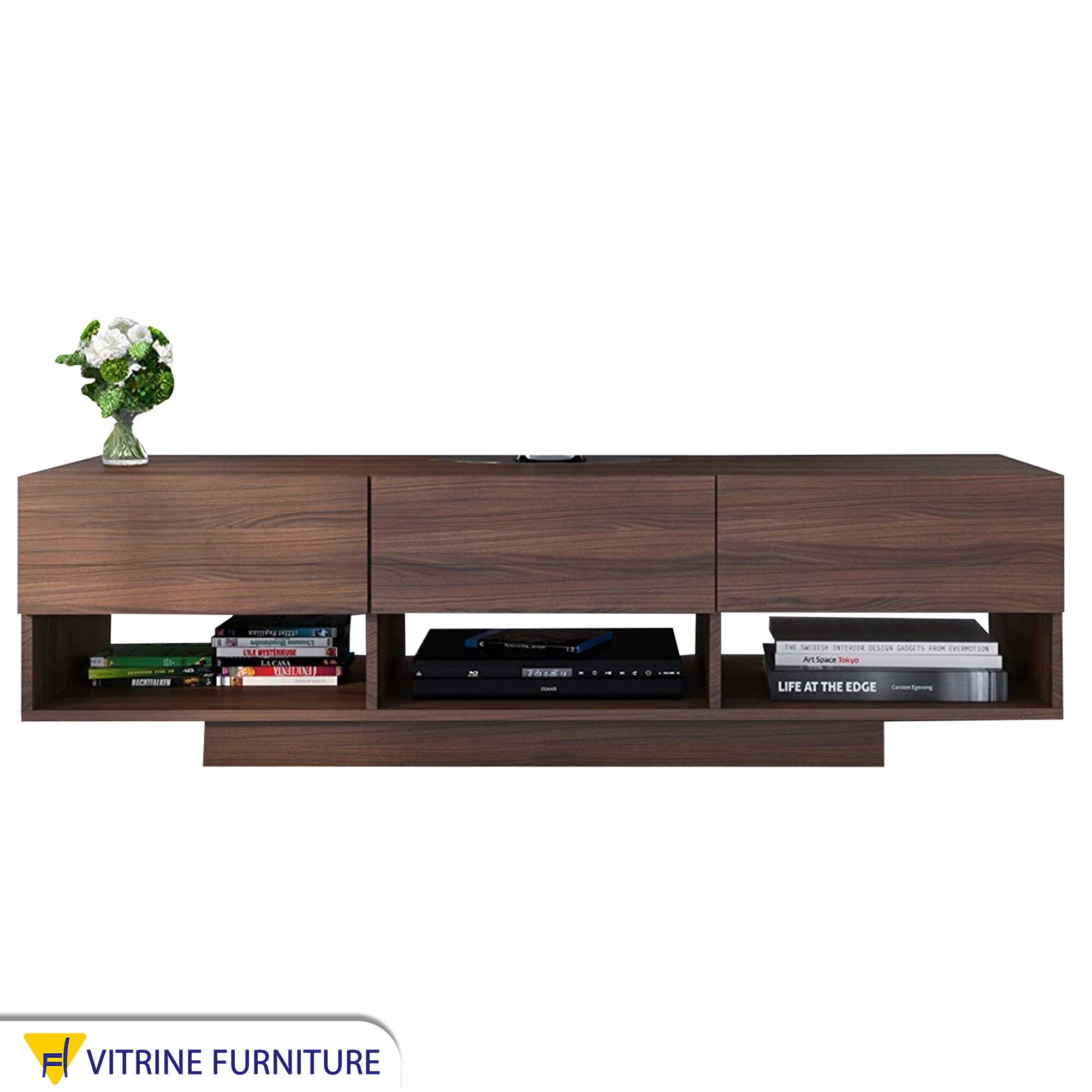Dark brown wooden TV unit